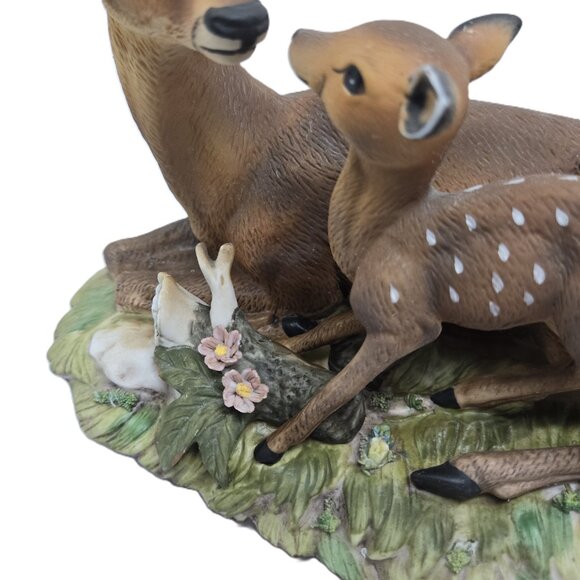 Homco Masterpiece Porcelain Mother Deer and Baby Figurine, Taiwan - Picture 10 of 11